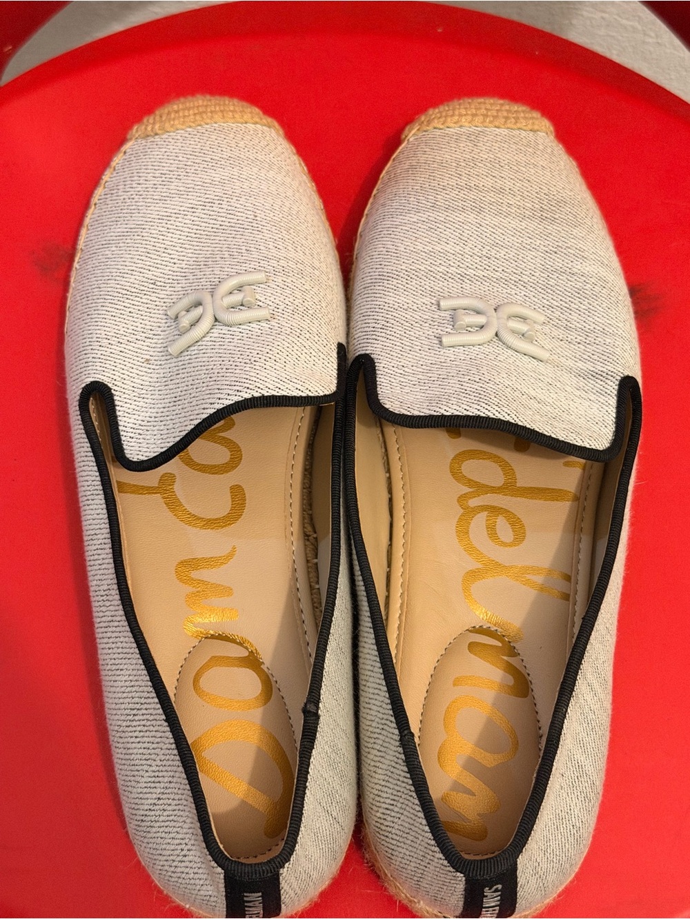 New without tag. Sam Edelman Cream and Tan Slip-On Espadrilles with Black Trim